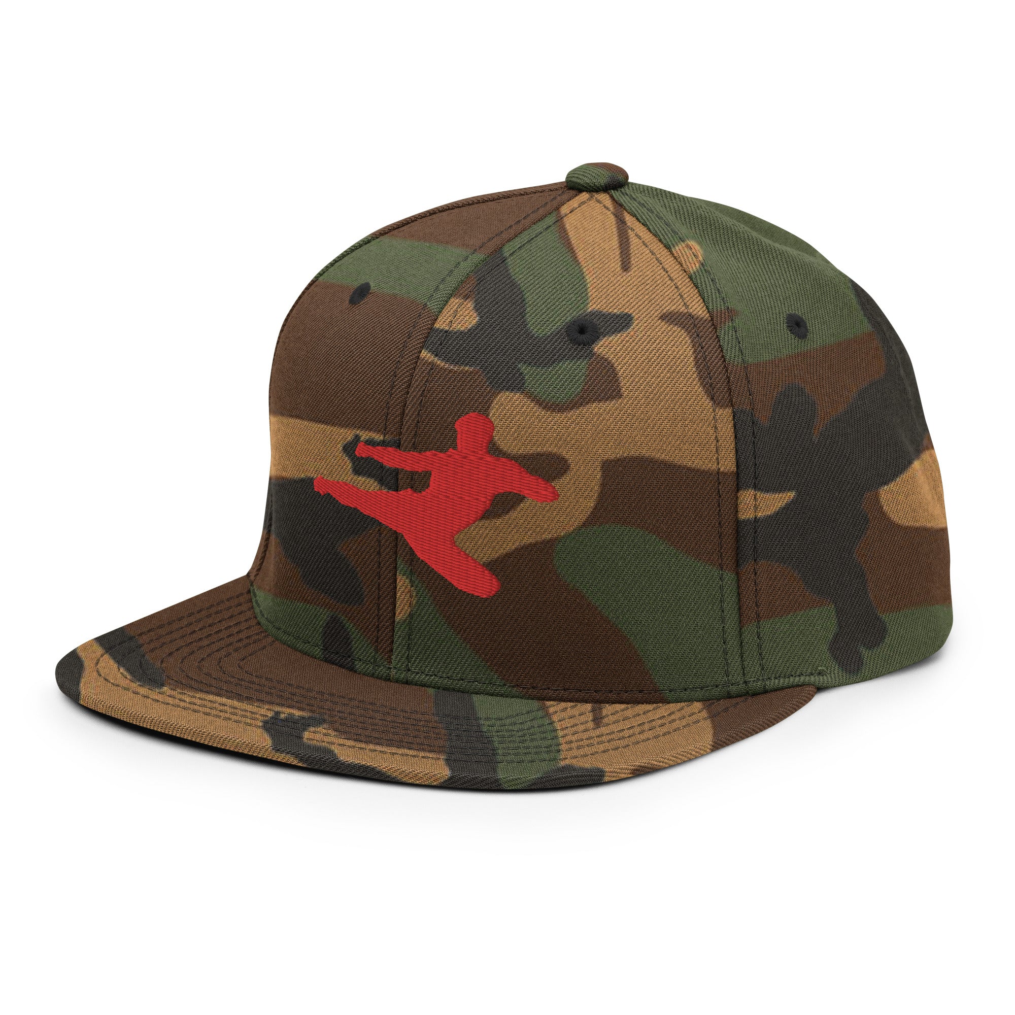 Kickboxer Flying Kick Logo Snapback Hat
