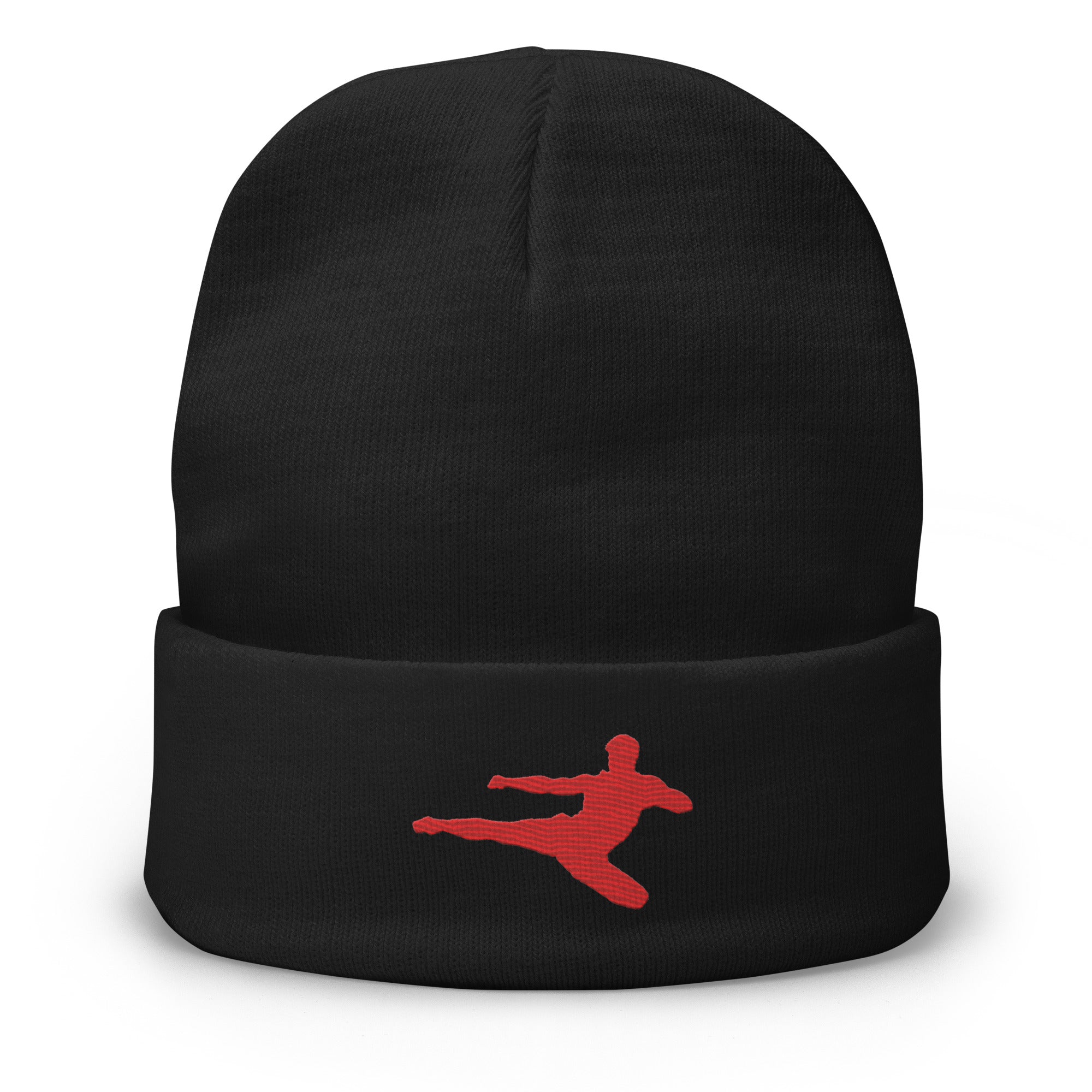 Kickboxer Flying Kick Logo Embroidered Beanie