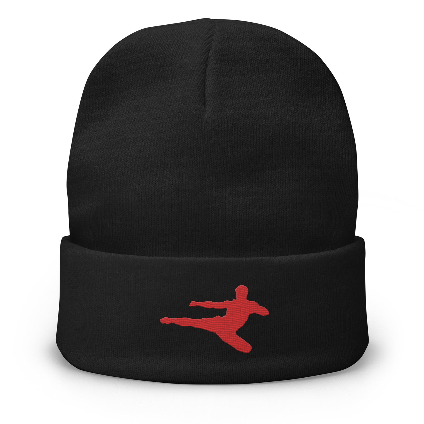 Kickboxer Flying Kick Logo Embroidered Beanie